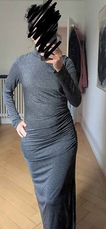 Gray Long-Sleeve Maxi Dress