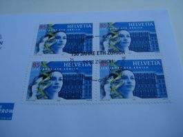 Marke 150 J. ETH Zürich 2005, FDC Einzel + 4erblock, 2 Bel