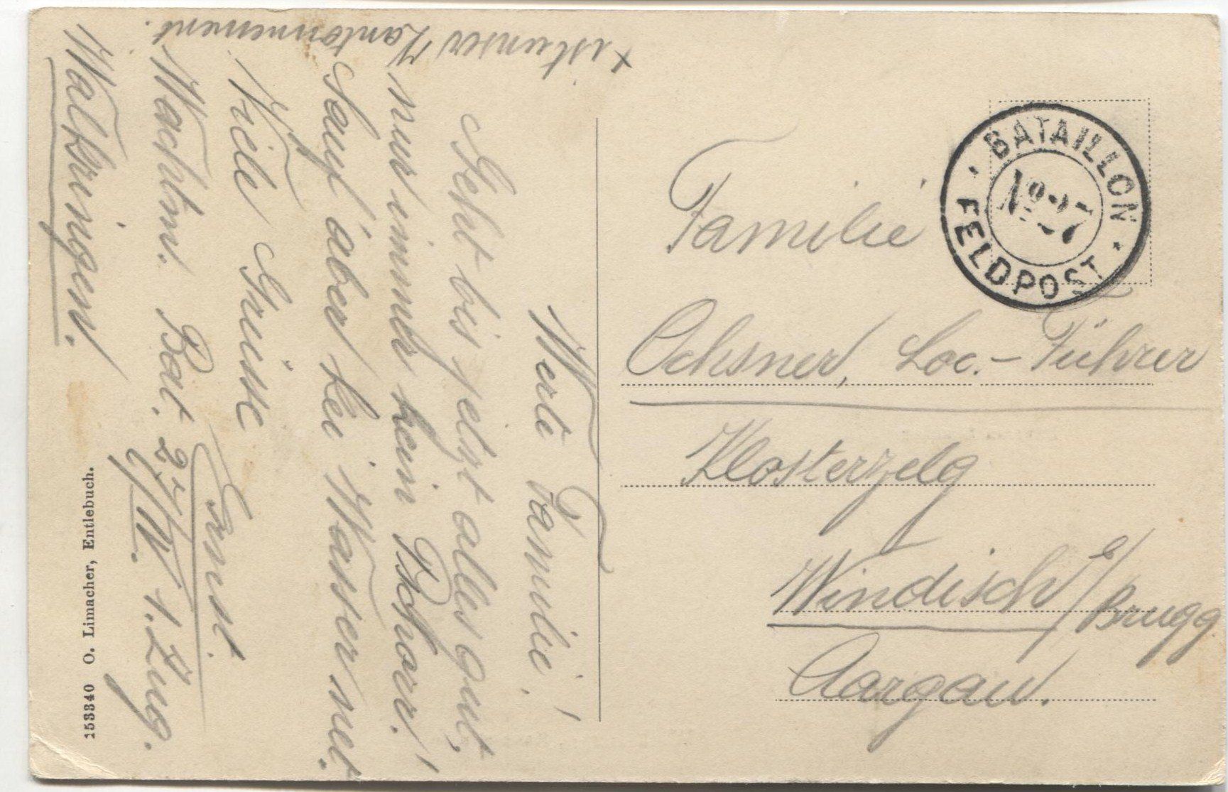 Cartoline postali: WALKRINGEN BE 1915 Pension Sonnegg – Usato da Rothrist venduto da Clanx 1