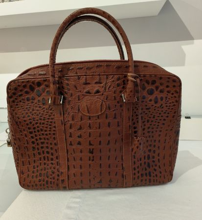 Elegante Ledertasche Kroko-Optik braun Handtasche/Business