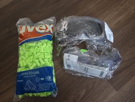 Uvex Gehörschutzstöpsel und 2x Schutzbrille NEU