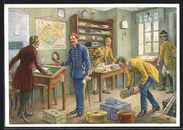Poststube mit Postbeamten 1852