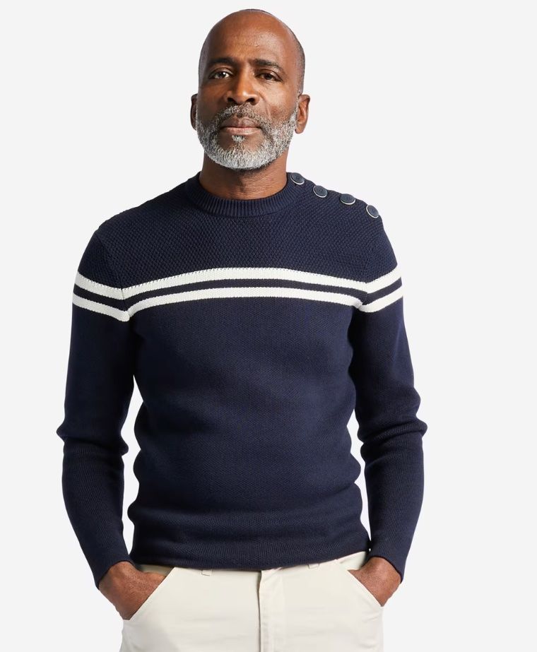 Pulls & Sweat-shirts: Segelpullover gestrickt dunkelblau / beige gestreift – Neuf avec emballage d'origine à Niederhasli par MT660