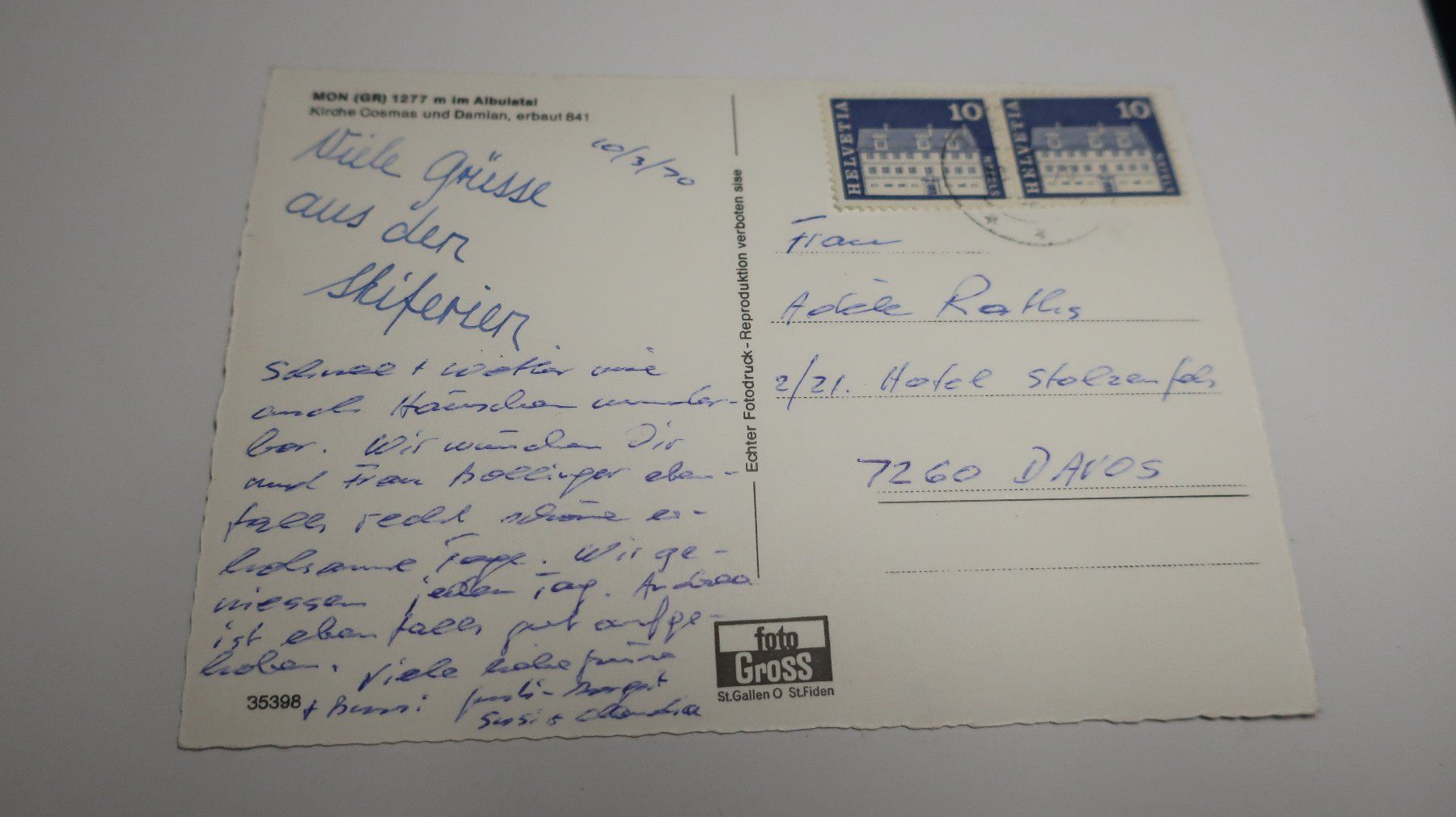 Ansichtskarten: Mon (GR) im Albulatal  1970 – Gebraucht aus Cormoret von Pascalll2001 2