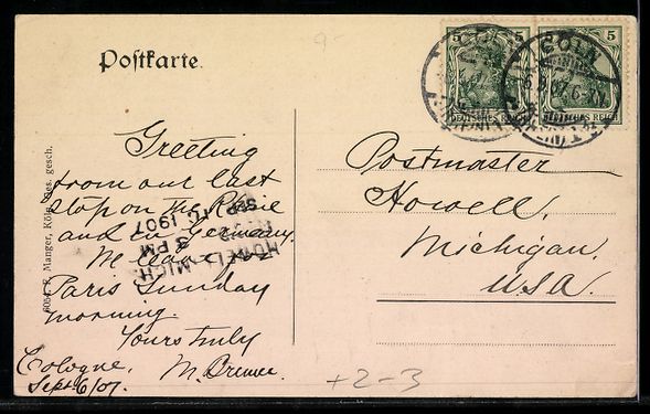 Cartes postales: Köln a. Rh., Totalansicht mit Dom, Dame – D'occasion à Berlin par bartko-reher 1