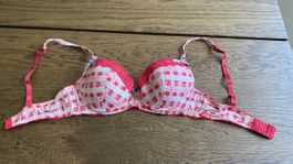 Damen BH LILLY LANE 70A kariert rot/weiss guter Zustand