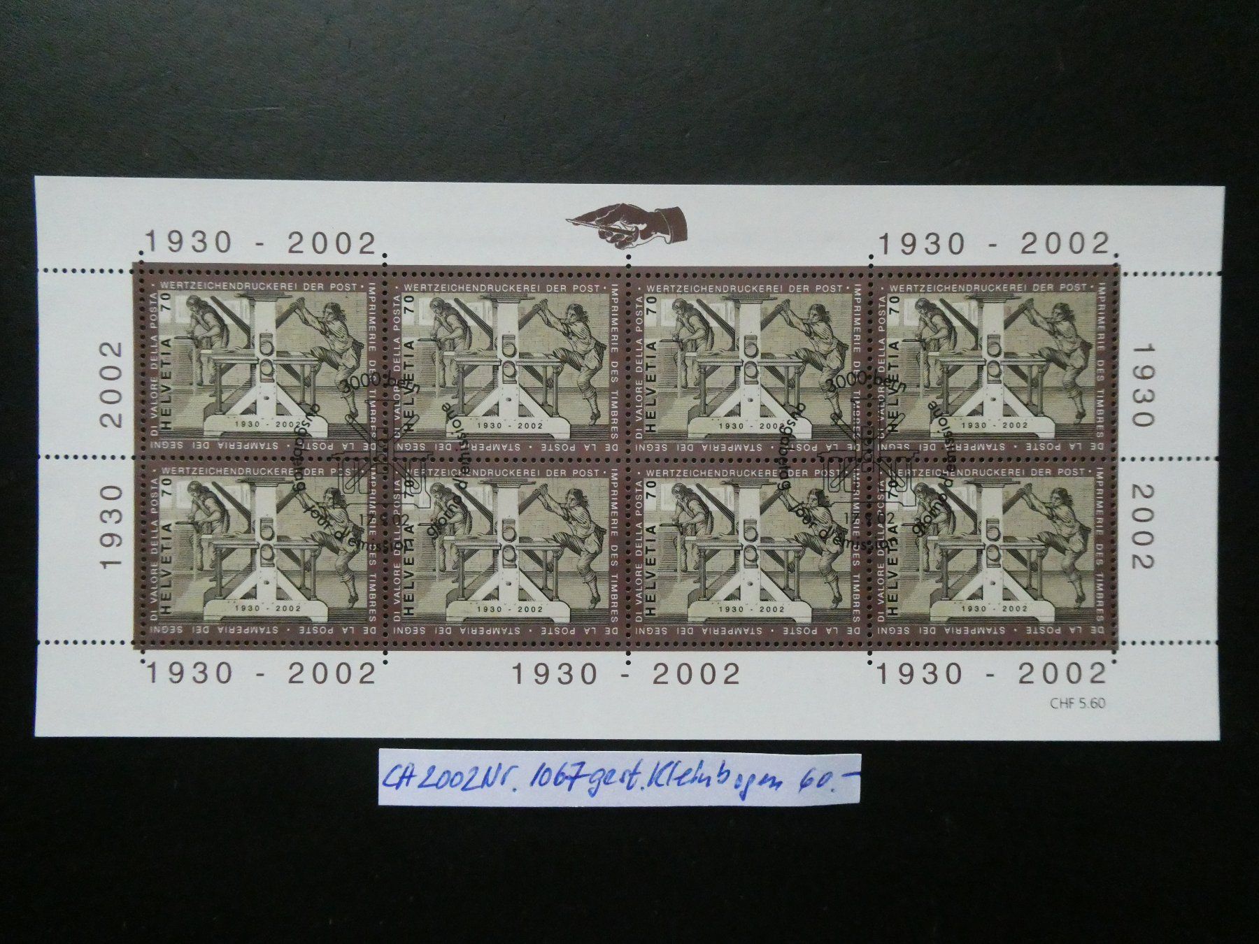 Alle Briefmarken: CH 2003 Nr. 1067 gestempelter Kleinbogen – Gebraucht aus Lausen von Herbamare01