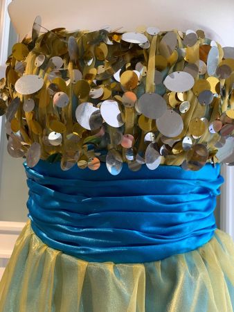 Ball Abend Kleid Bollywood Gr.34 Pailletten Organza Schärpe