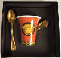 Rosenthal Versace Tasse Porzellan, vergoldeter Löffel, OVP