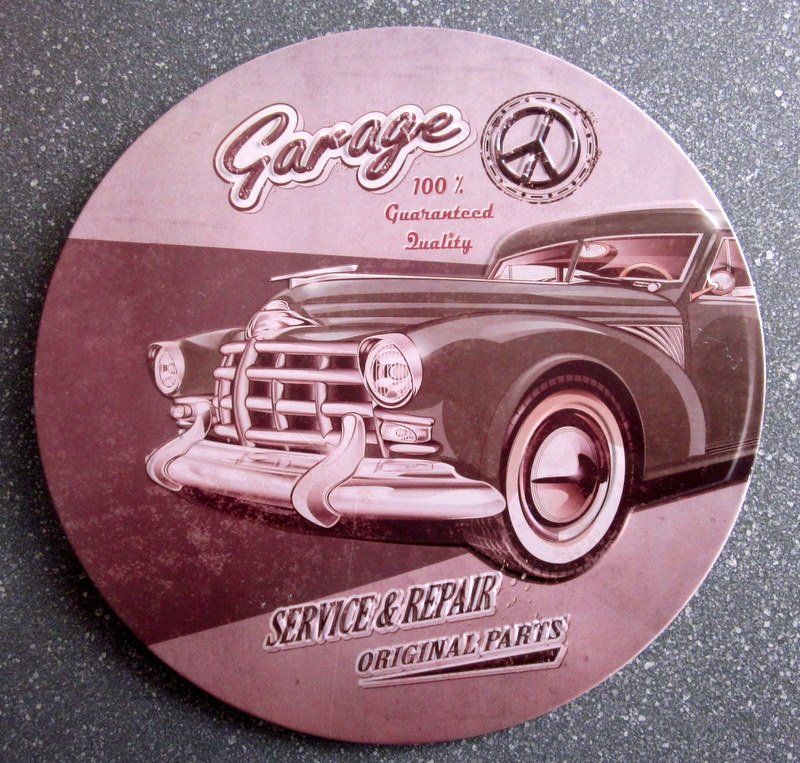 Insegne: Retro Blechschild rund "Garage" – Usato da Bischofszell venduto da Pfau0