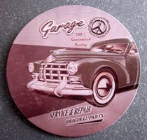 Retro Blechschild rund "Garage"
