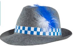 neuer grauer Trachtenhut blau-weiß