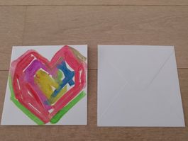 Handgemachte Bei mir Karte mit Umschlag - 15 cm X 15 cm.