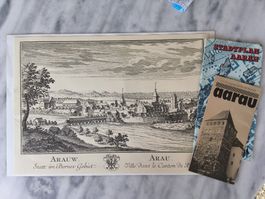 Reproduktion Stadt Arauw 1754 + 2 ältere Prospekte Aarau