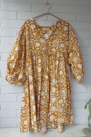 Mini Dress Hand block print  L/XL