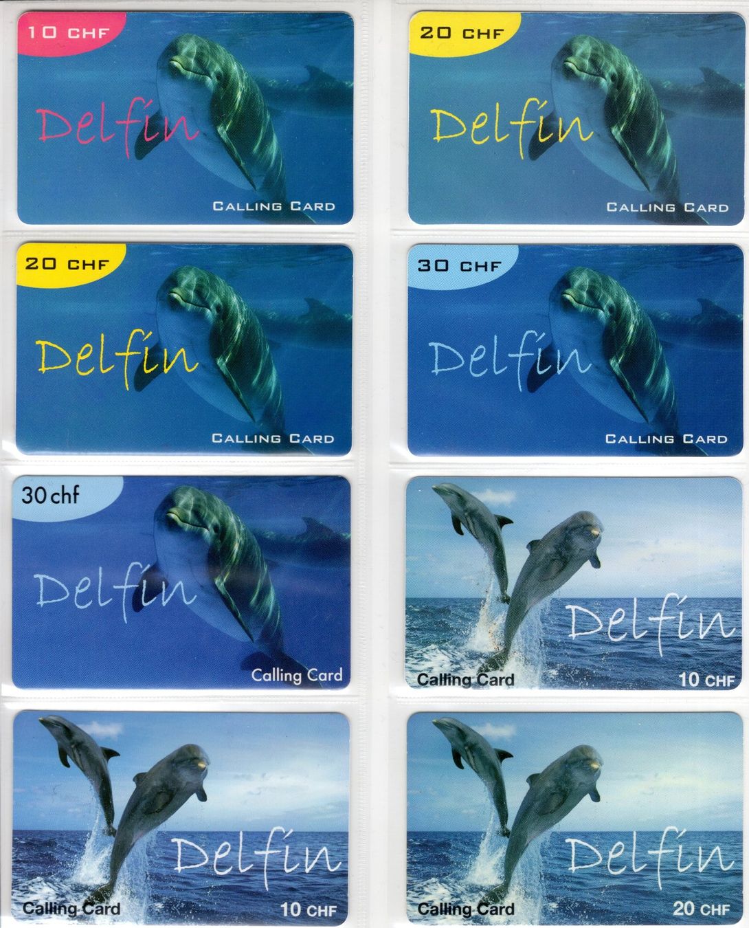 Schede telefoniche: 8 diverse Delfin Prepaid Telefonkarten – Usato da Eglisau venduto da Chperfins