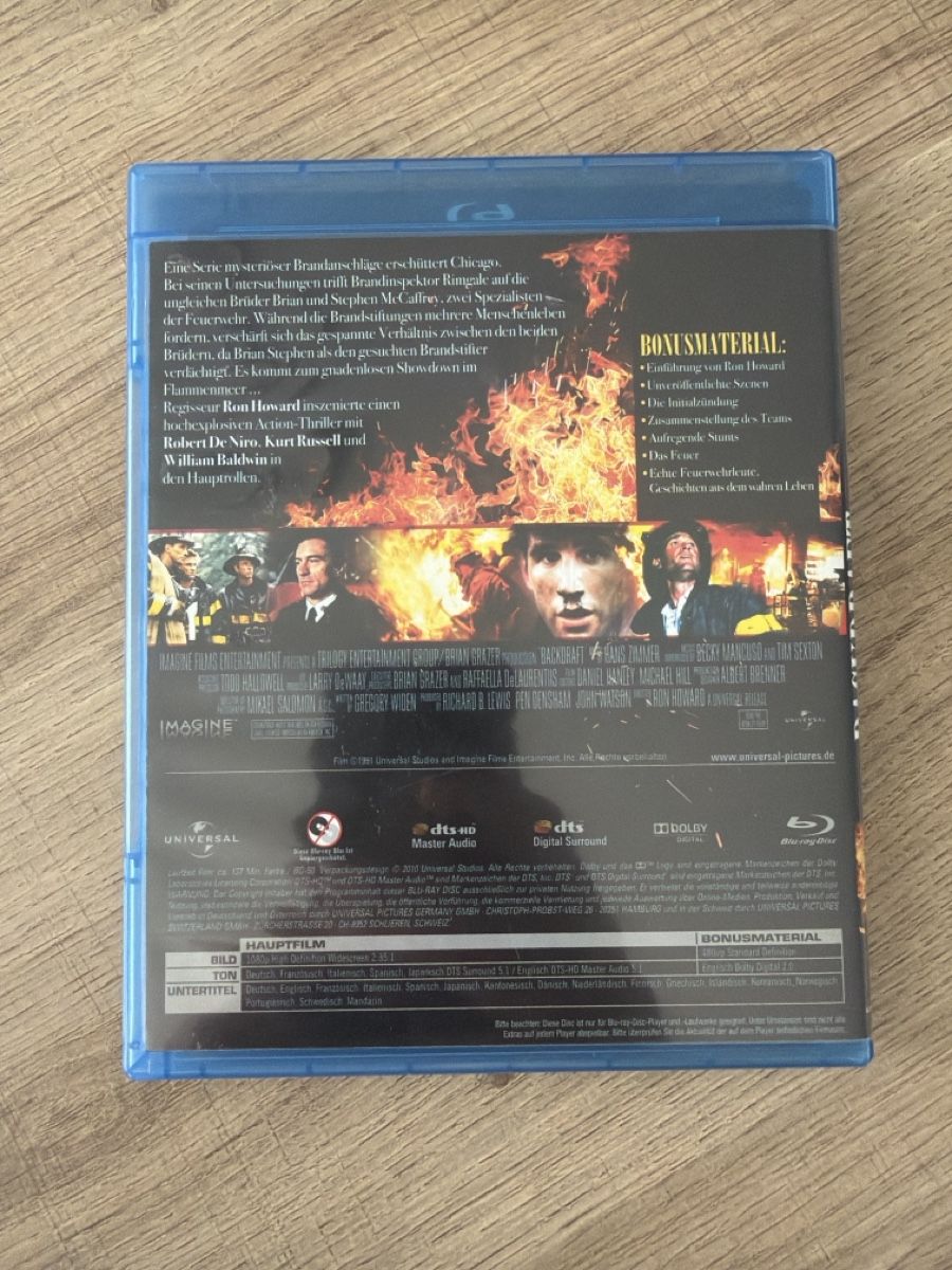 Tutti i DVDs: Backdraft (1991) BluRay – Usato da Hagendorn venduto da masterchieff 1