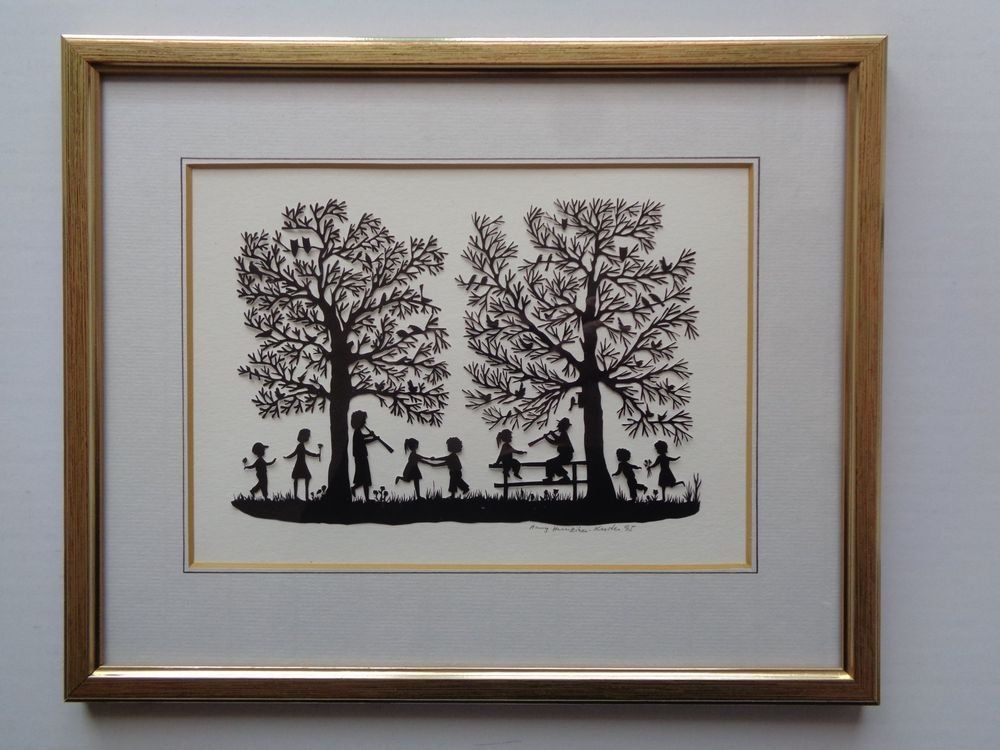 Grafica & Litografie: Scherenschnitt - original - >> Goldener Herbsttag << – Usato da Zürich venduto da Mr.Dachboden