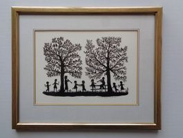 Scherenschnitt - original - >> Goldener Herbsttag <<