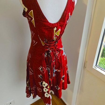 Vintage 90er Rotes Sommerkleid