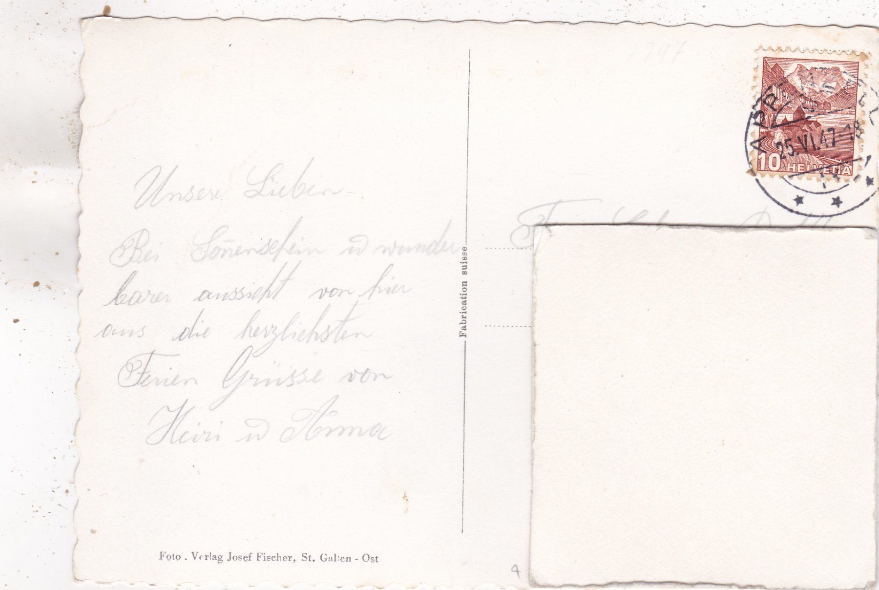 Cartoline postali: Seealpsee 1947 – Usato da Herisau venduto da Lisegrat2008 1