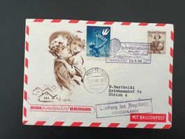 Öst. Ballon-Post-Flug 1949  nach Zürich von Reutte  (G263)