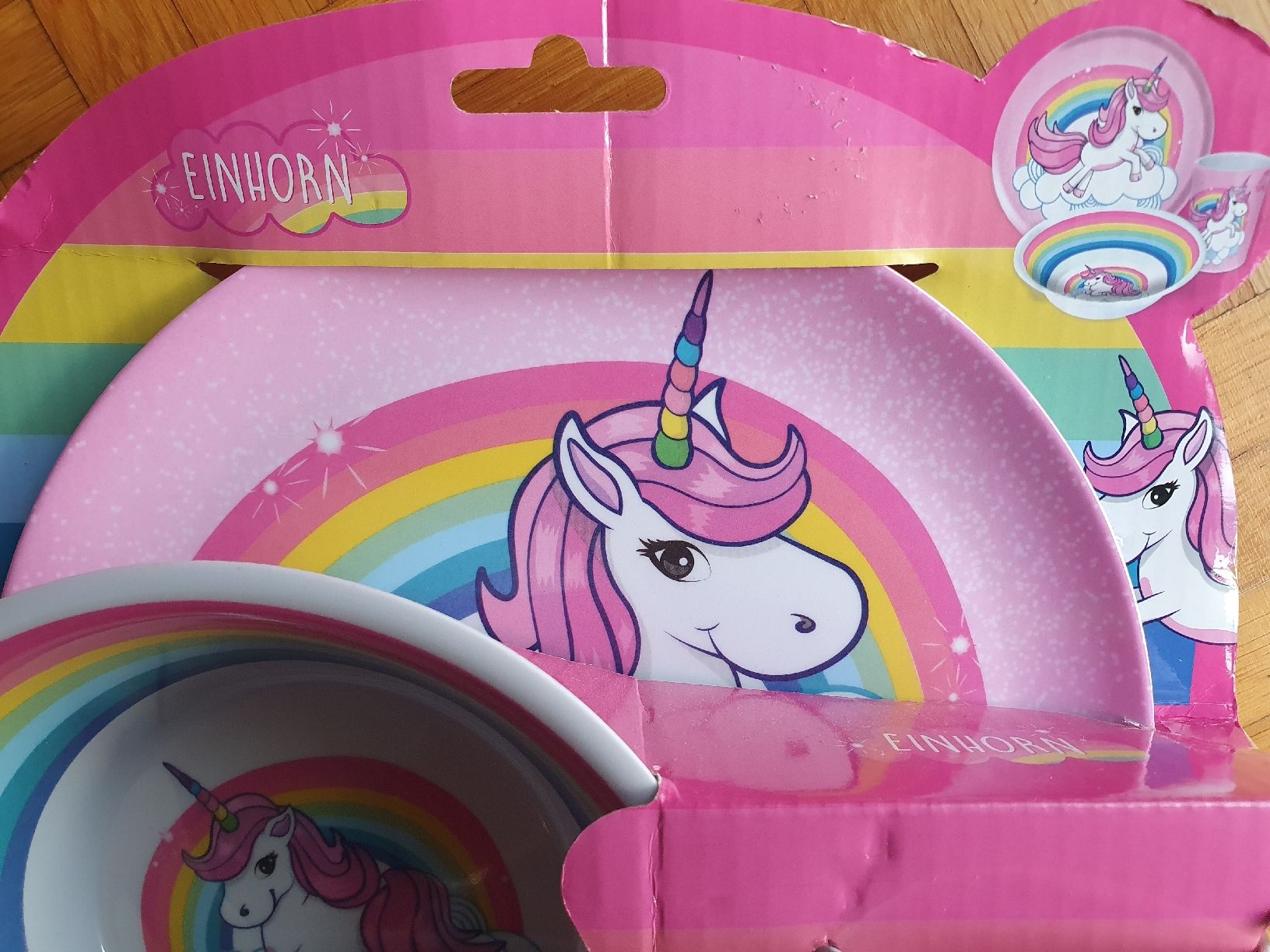 Set di piatti: Einhorn Frühstücks-Set aus Kunststoff – Usato da Zürich venduto da cha_bfl5 3