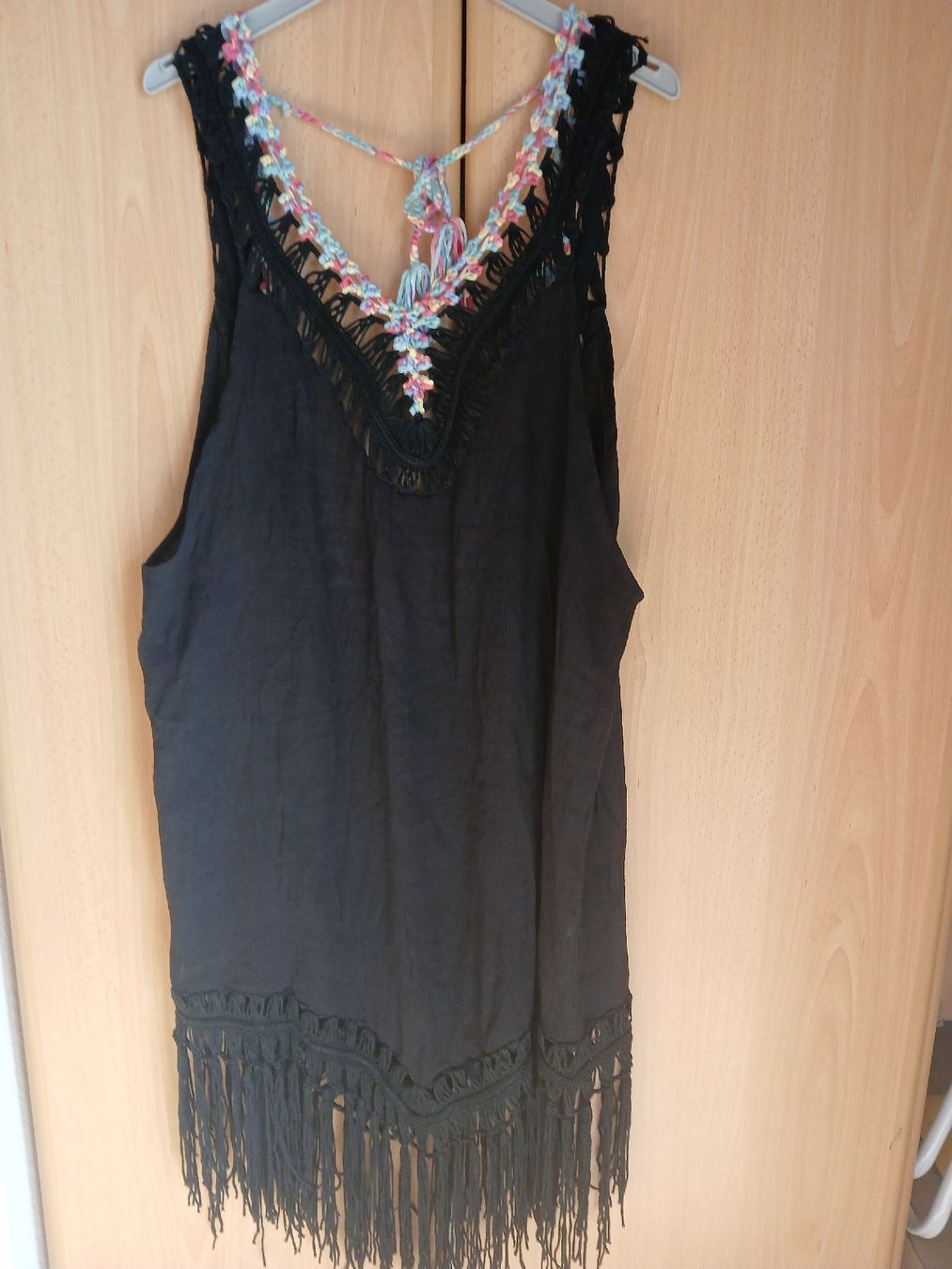 Kleider: Sommer Strandkleid mit Fransen, Grösse L, Schwarz – Neu (gemäss Beschreibung) aus Marly von schnibu2