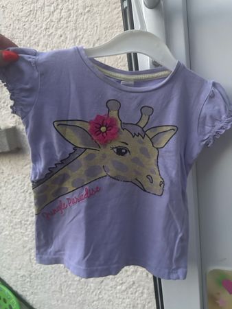 Mädchen T-Shirt Grösse 110 Lila Giraffe Bio Baumwolle