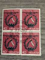 Schweiz Marke Pro Patria 1980 Helvetia Viererblock Top!