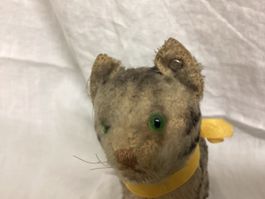 ALTE STEIFF KATZE MIT KNOPF