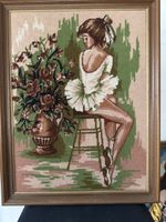 Handgemachte Gobelin Bild "Ballerina", vintage, gerahmt