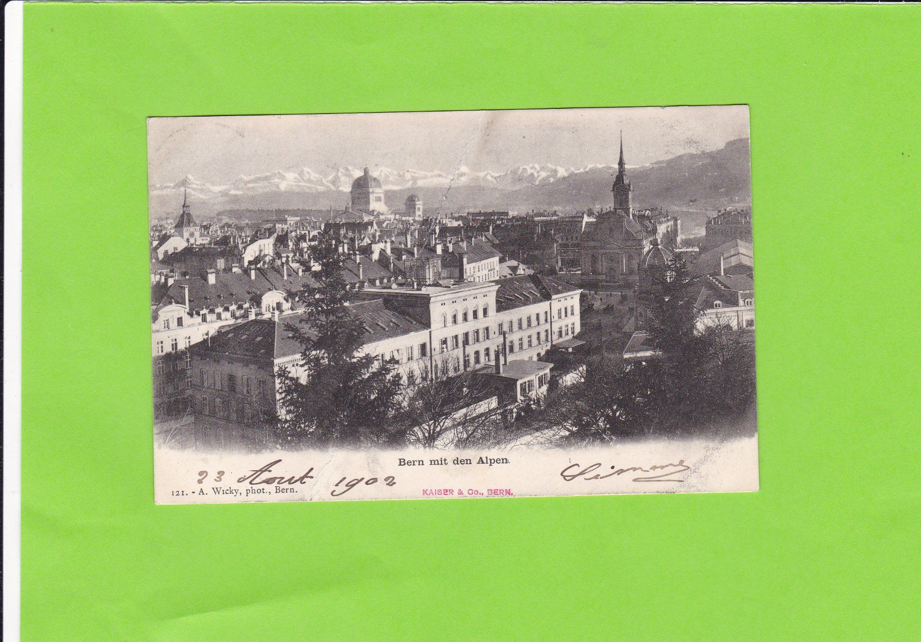 Cartoline postali: Bern mit den Alpen---1912 – Usato da St. Peterzell venduto da neckertal