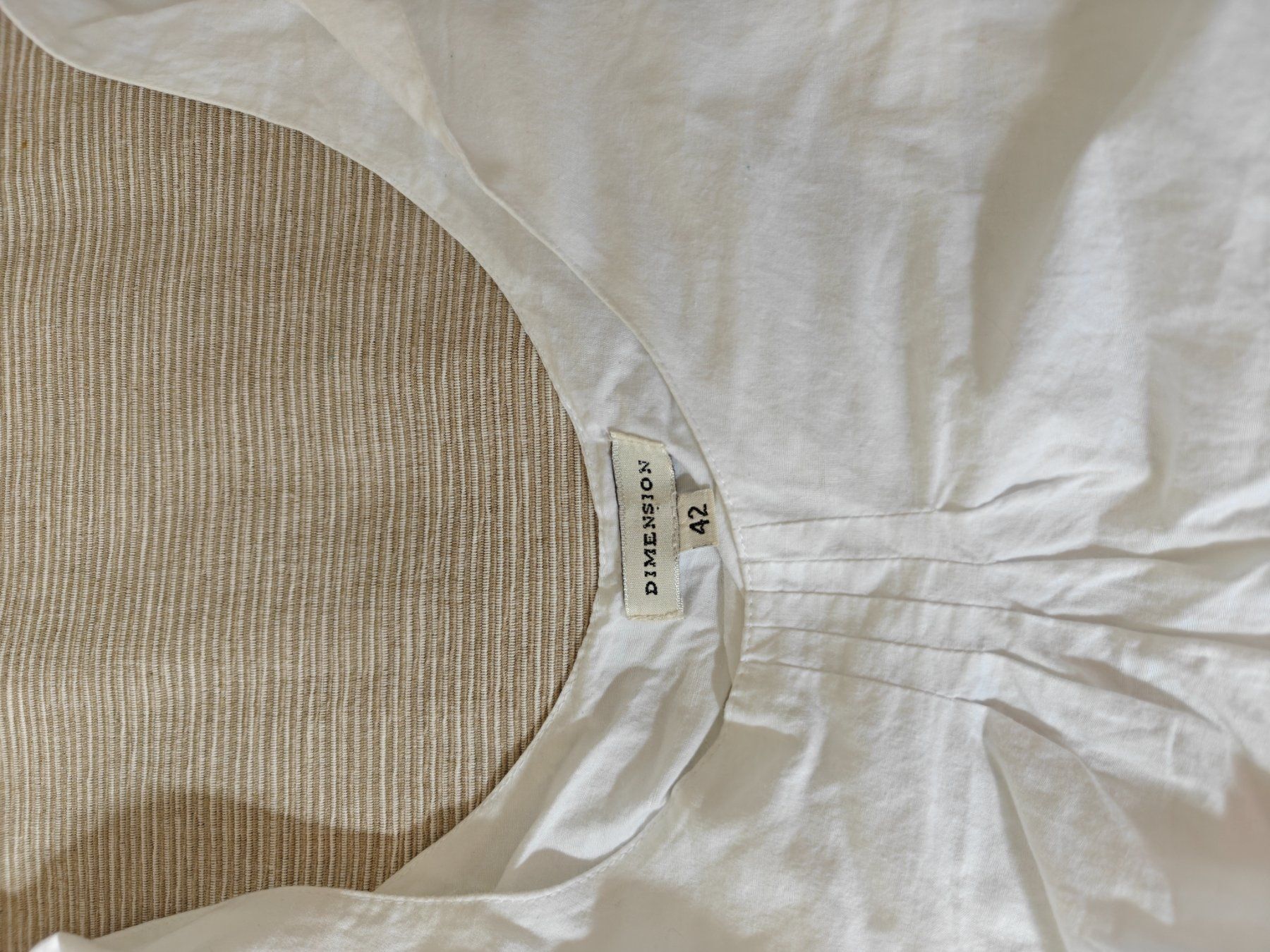 Vestiti: Dimension white cotton pintuck tie strap shift pockets 42 – Usato da Geneve venduto da readycat 5
