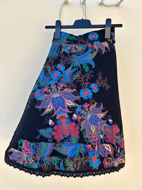 JUPE FEMME AUTHENTIQUE DESIGUAL ART GÉOMÉTRIQUE BRODERIE LOGO