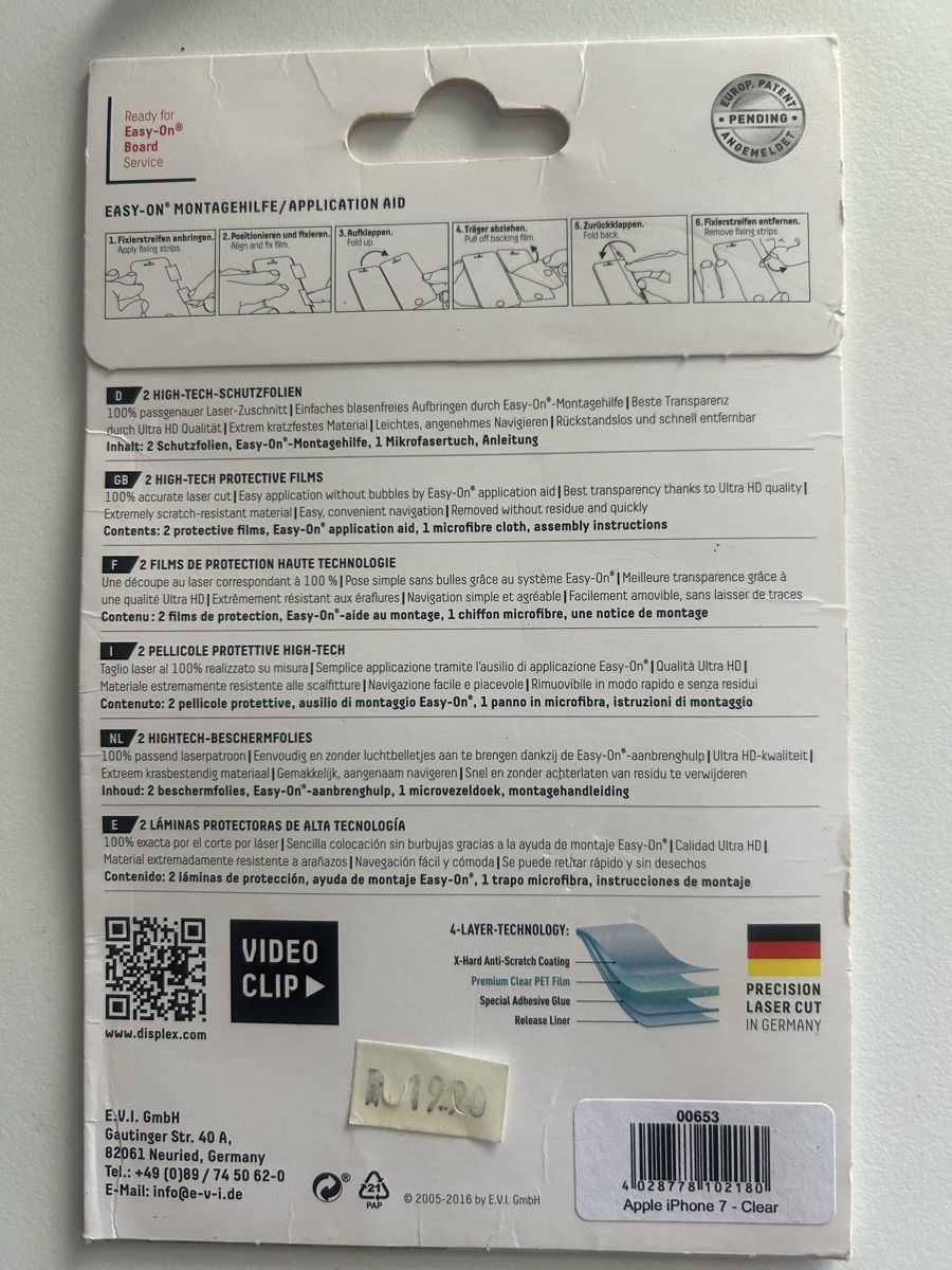Ritocchi & pellicole di protezione: Displex Displayschutzfolie Apple iPhone 7 2 Stk neu – Nuovo e nell'imballaggio originale da Ostermundigen venduto da HarleyQ3 1