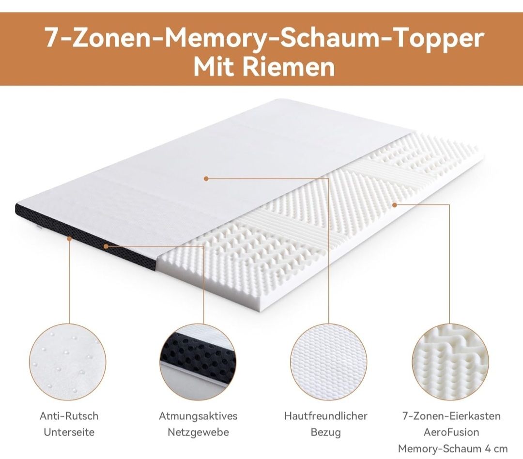 Matelas: 7-Zonen-Memoryschaum Topper – Neuf (Voir description) à Brittnau par Pilze10