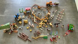 Grosses Playmobil Bauernhof Tiere Set mit Traktoren, Kutsche