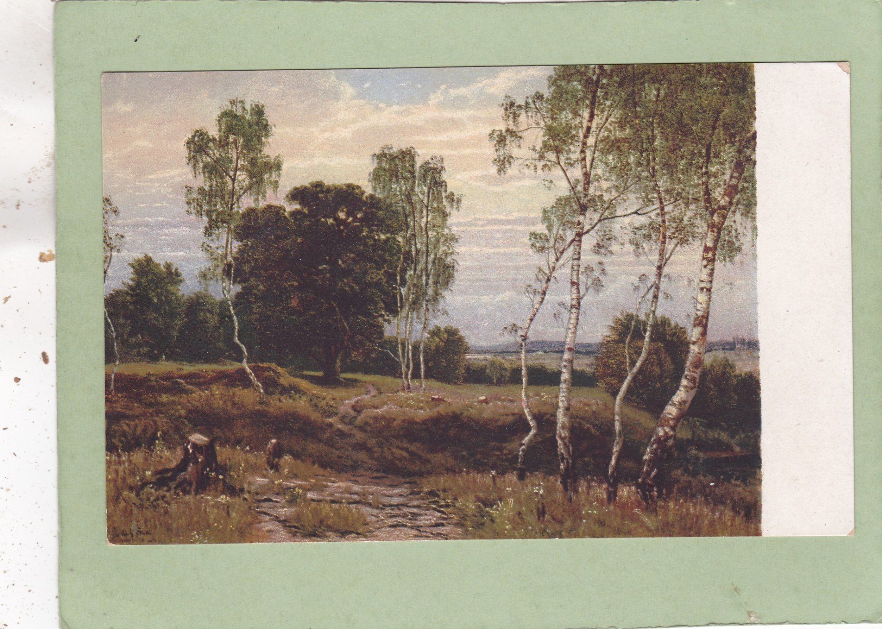 Cartoline postali: Kitsch Kunst Adolf Stäbli  Birkenlandschaft – Usato da Herisau venduto da Lisegrat2008