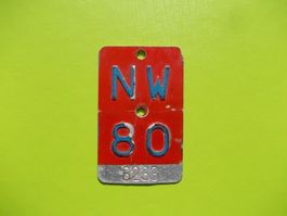 Velonummer / Fahrradnummer NW 80