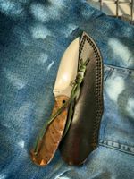 Bushcraft Messer Unikat mit Nussbaum & Lederscheide