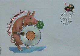 Numisbrief Glücksschweinchen Münze