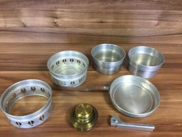 Kultiges Kochgeschirr Camping Aluminium mit Brenner