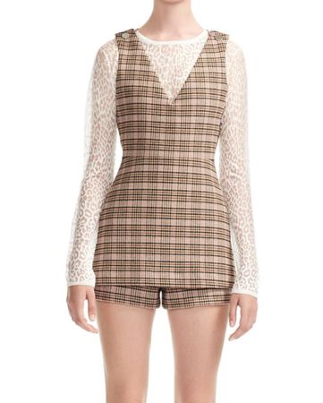 Maje size 40, Chic Checkered Playsuit wool
