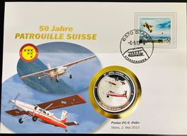 Patrouille Suisse  Numisbrief versilberte Medaille 2013