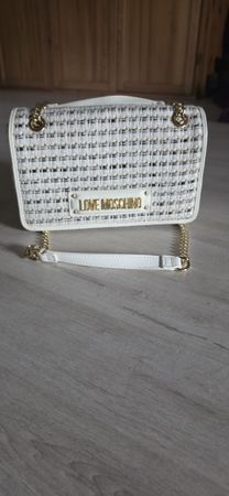 Original Love Moschino Umhängetasche weiss mit Goldkette neu
