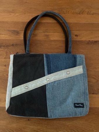 Handtasche Blue-Bag Jeans Flickenmuster guter Zustand