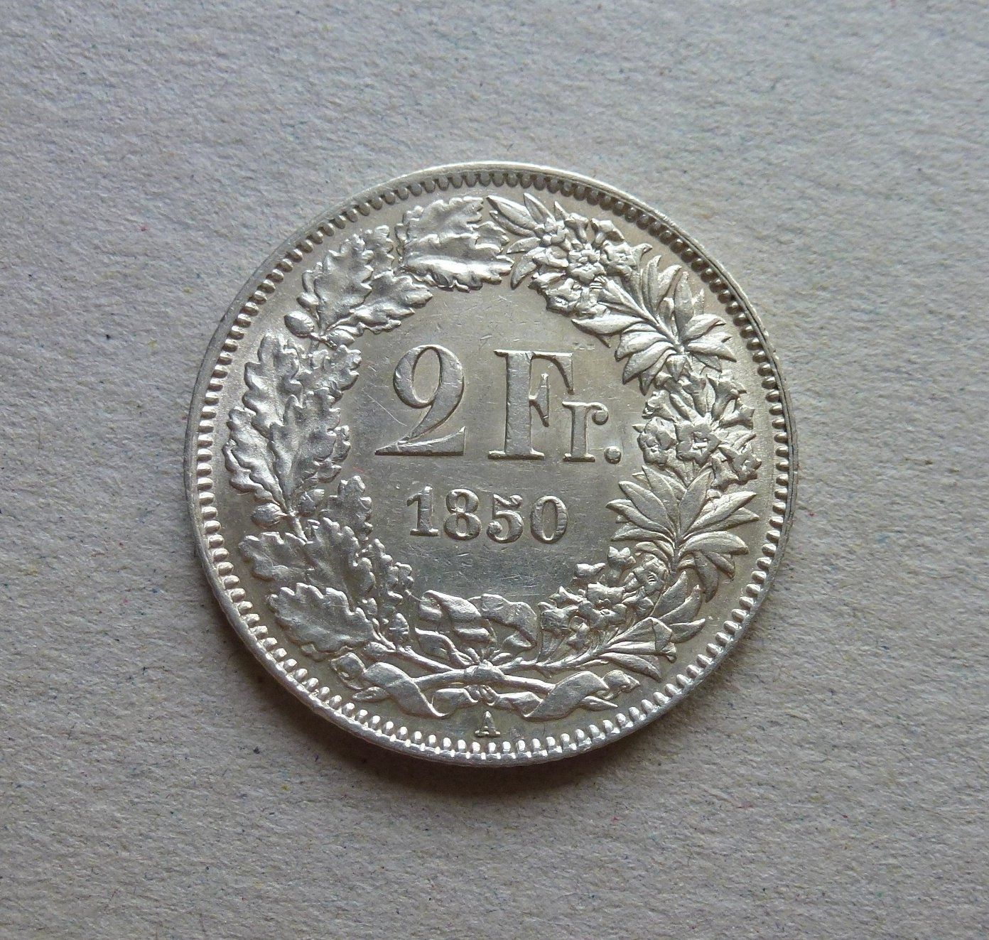 Tutti le monete: Schweiz ++ 2.- Franken 1850 A, gute Erhaltung – Usato da Walkringen venduto da Casablanca777