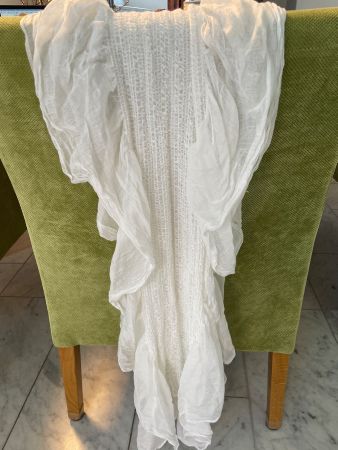 weisser geraffter Schal Länge 140cm