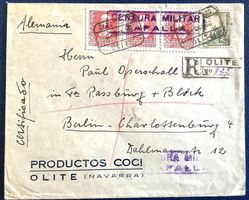 1938 Spanien Militär R - Zensurbrief / Olite - Berlin